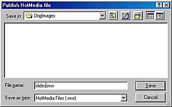 Dialog box to save media file