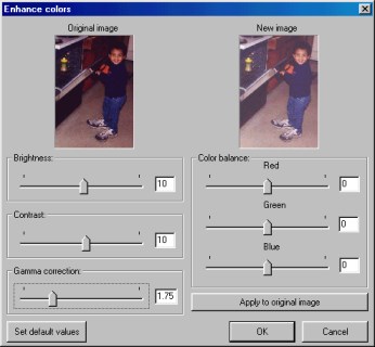 Enhance colors menu